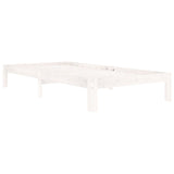 Bed Frame without Mattress White Solid Wood Pine 100x200cm 810356