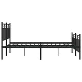 Metal Bed Frame without Mattress with Footboard Black 135x190cm 373708