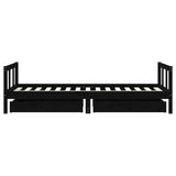 Kids Bed Frame with Drawers Black 90x190 cm Solid Wood Pine 834419