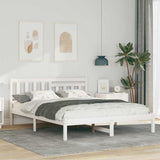 Bed Frame with Headboard White 150 x 200 cm Solid Pine Wood 872228
