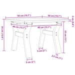 ZNTS Coffee Table Y-Frame 50x50x35 cm Solid Wood Pine and Steel 3282703