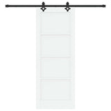 Sliding Door White and Black 78 x 202 cm Solid Pine Wood 3333527