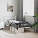 Metal Bed Frame without Mattress with Headboard White 90x200cm 355407