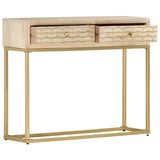 Console Table Gold 90x30x75 cm Solid Mango Wood 286505