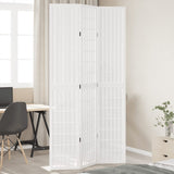 Room Divider 3 Panels White Solid Wood Paulownia 358784