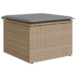 6 Piece Garden Sofa Set with Cushions Beige Poly Rattan Acacia 3327699
