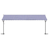Free Standing Awning Blue and White 600x300 cm Fabric and Steel 368934