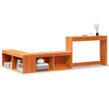 Bedside Cabinet with Desk Wax Brown 222x107x75 cm Solid Wood Pine 855758