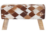 Bench 60 x 30 x 45 cm Real Leather Brown Patchwork 42042108