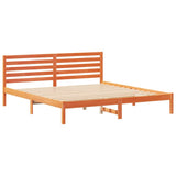 Bed Frame with Headboard Wax Brown 200 x 200 cm Solid Pine Wood 872277