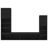 4 Piece TV Wall Units with LED Black Engineered Wood 3216655