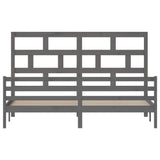 3101305 Bed Frame without Mattress Grey Solid Wood 200x200 cm