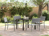 Garden Dining Set 5 pcs Grey Poly Rattan 3380044