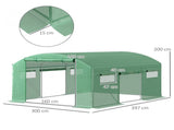 13 x 9.8ft Walk-In Polytunnel Greenhouse - Green T3398P325352