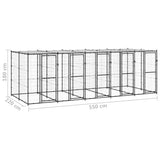 Outdoor Dog Kennel Steel with Roof 12.1 m 3082252