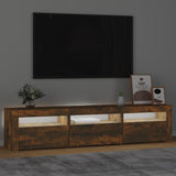 ZNTS TV Cabinet with LED Lights Smoked Oak 180x35x40 cm 3152759