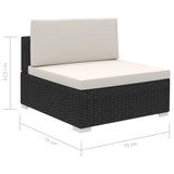 Patio Furniture Black and Cream Poly Rattan, Steel, Polyester Large 41271