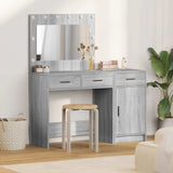 Dressing Table with Mirror Lights 2 pcs Grey Engineered wood 3334232