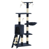 Cat Tree with Sisal Scratching Posts 138 cm Dark Blue 170582