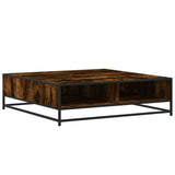 ZNTS Coffee Table Smoked Oak 100x100x30 cm Engineered Wood and Metal 848776