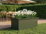 Garden Planter with LED Olive Green 30 x 60 x 30 cm Steel 8008090