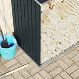 Garden Log Storage Shed Galvanised Steel 330x84x152 cm Anthracite 47085