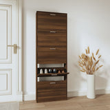 Shoe Cabinet Brown Oak 59x17x169 cm Engineered Wood 342517