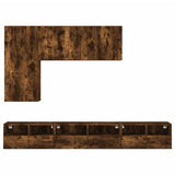 5 Piece TV Wall Cabinets Smoked Oak Engineered Wood 3216562