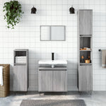 ZNTS 3 Piece Bathroom Cabinet Set Grey Sonoma Engineered Wood 3187795
