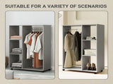 Open Wardrobe on Wheels, Bedroom Wardrobe with Clothes Hanging Rail, 3 Storage Shelves, Mobile T3398P328093