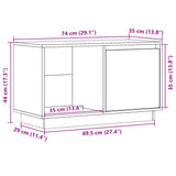 TV Cabinet White 74x35x44 cm Solid Wood Pine 814335