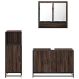 3 Piece Bathroom Furniture Set Brown Oak Engineered Wood 3300984