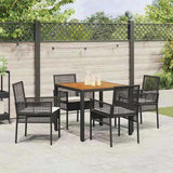 Garden Dining Set 5 pcs Black Poly rattan 3334902
