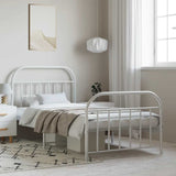 Metal Bed Frame without Mattress with Footboard White 100x190cm 353696
