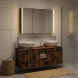 Bathroom Cabinet Set 4 pcs Smoked Oak Engineered Wood 3406507