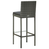 7 Piece Garden Bar Set with Cushions Poly Rattan Grey 3095420