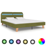 Bed Frame with LED without Mattress Green Fabric 150x200 cm King Size 281089