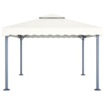 ZNTS Gazebo with LED String Lights 400x300 cm Cream Aluminium 3070351