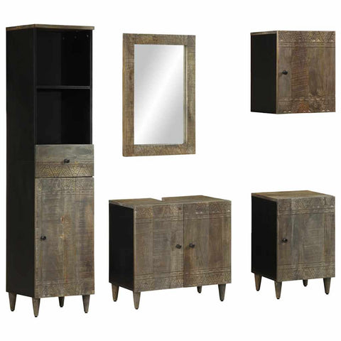 ZNTS 5 Piece Bathroom Furniture Set Solid Wood Mango 3310021