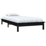 820530 Bed Frame without Mattress Black 90x200 cm Solid Wood