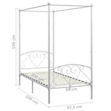 Canopy Bed Frame without Mattress White Metal 90x200 cm 284426