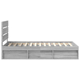 Bed Frame Grey Sonoma 100 x 200 cm Solid Pine Wood 3411781