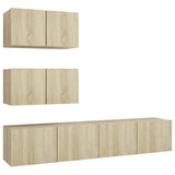 4 Piece TV Cabinet Set Sonoma Oak Engineered Wood 3079025
