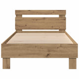 Bed Frame with LED Artisan Oak 90 x 190 cm Engineered Wood 863806