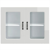Kitchen Wall Cabinet with Glass Door Kalmar High Gloss White Engineered Wood 853609