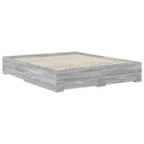 Bed Frame with Drawer Grey Sonoma 160 x 200 cm Engineered Wood 3411627