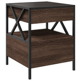 Bedside Table with Infinity LED Brown Oak 40x40x51 cm 3284105