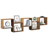 Wall Cube Shelf 5 Compartments Old Wood Engineered Wood 860002