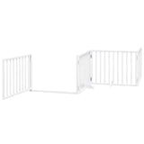 Dog Gate with Door Foldable 8 Panels White 640 cm Poplar Wood 3155562