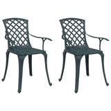 ZNTS Garden Chairs 2 pcs Green Cast Aluminium 4002802